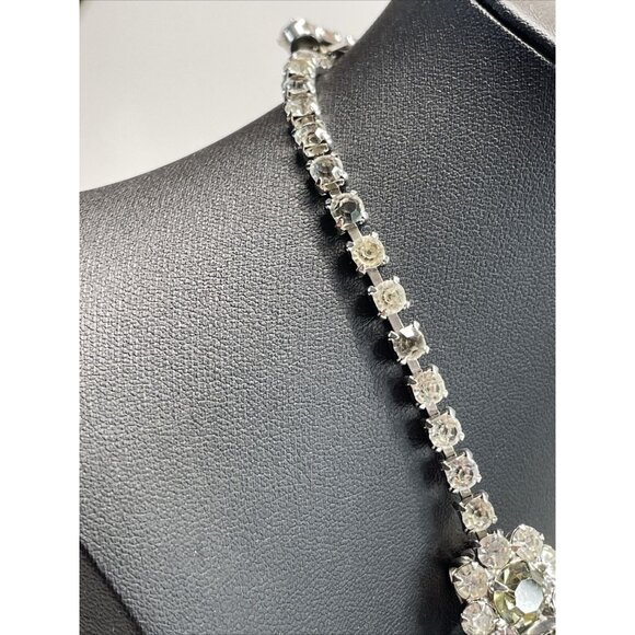 Juliana D&E CLEAR & SMOKY RHINESTONE 5 LINK NECKLACE Chunky Collar Vintage AL4.2 - Picture 7 of 16